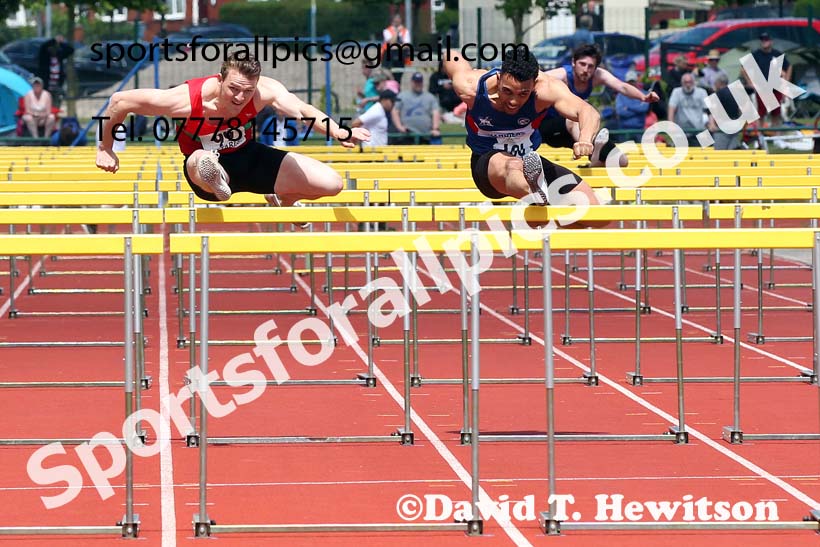 Senior mens 110 metres hurdles, 2021 Northern Senior and Under-20s Champs., Leigh. Photo: David T. Hewitson/Sports for All Pics